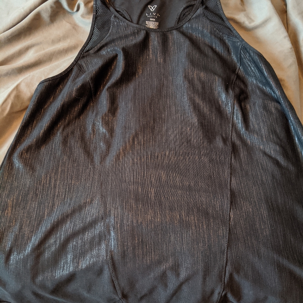 Livi Active Black and Silver metallic workout tank